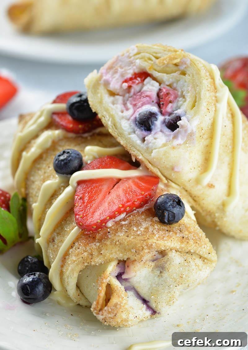 Oven Baked Berry Cheesecake Chimichangas