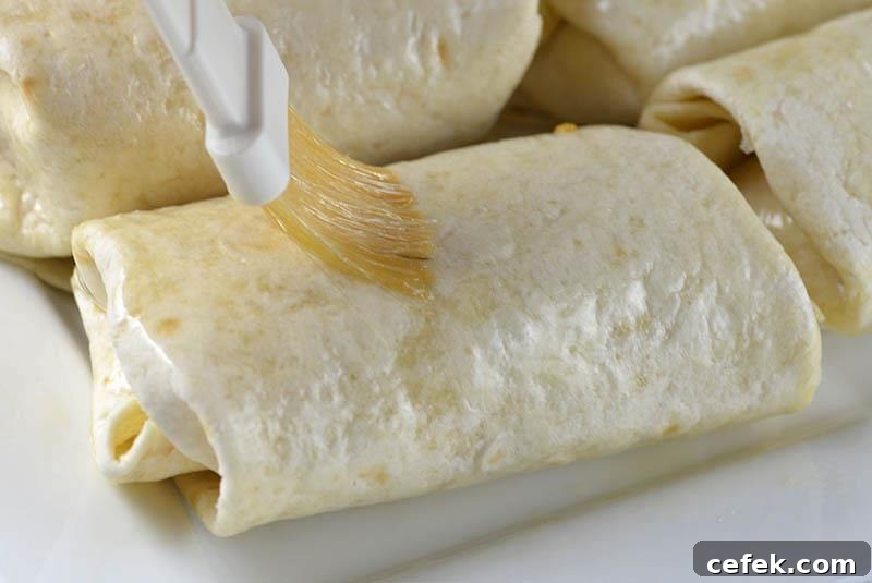 Rolling chimichangas - step