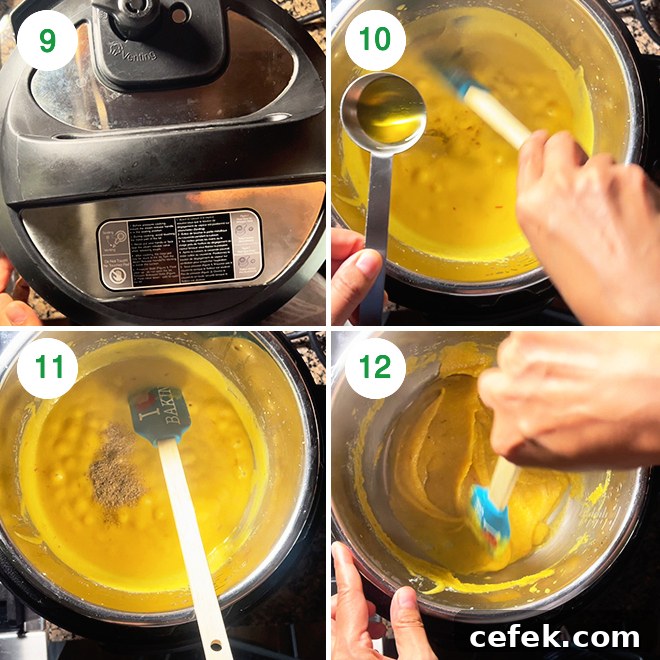 step by step picture collage of making badam halwa in instant pot