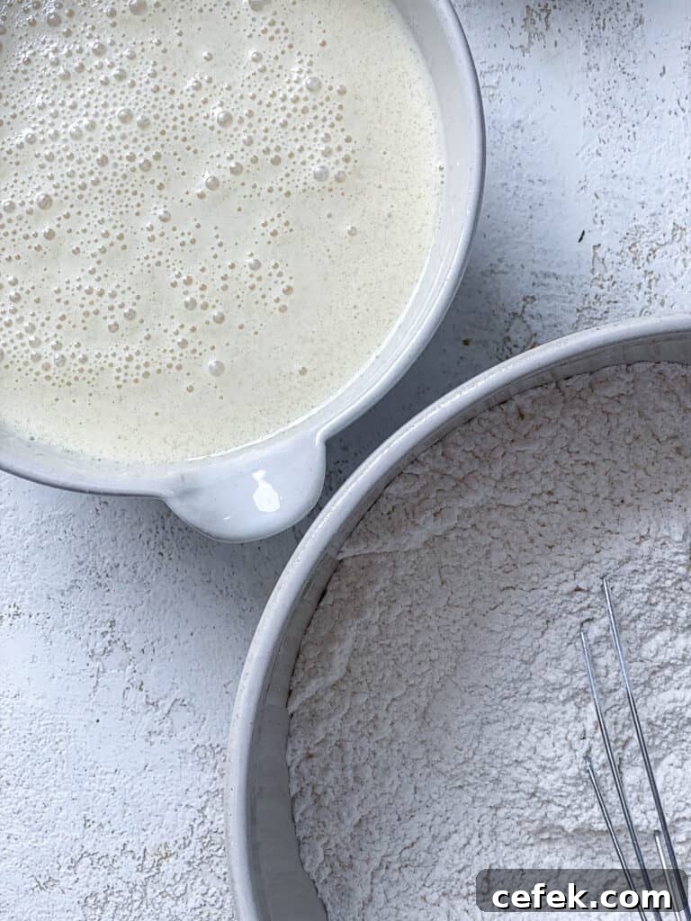 wet and dry ingredients alongside each other