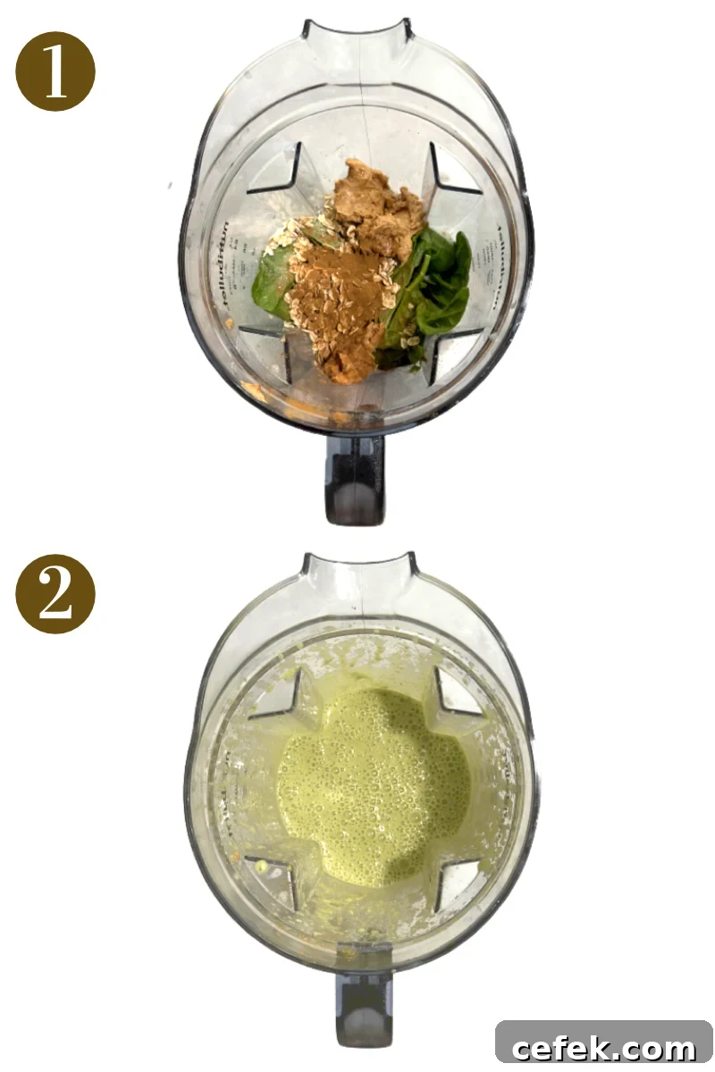 Steps to make spinach banana smoothies.