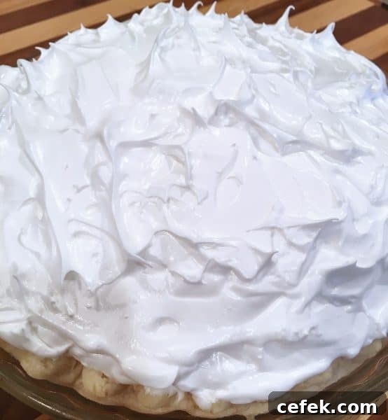 Meringue topping in stiff peaks