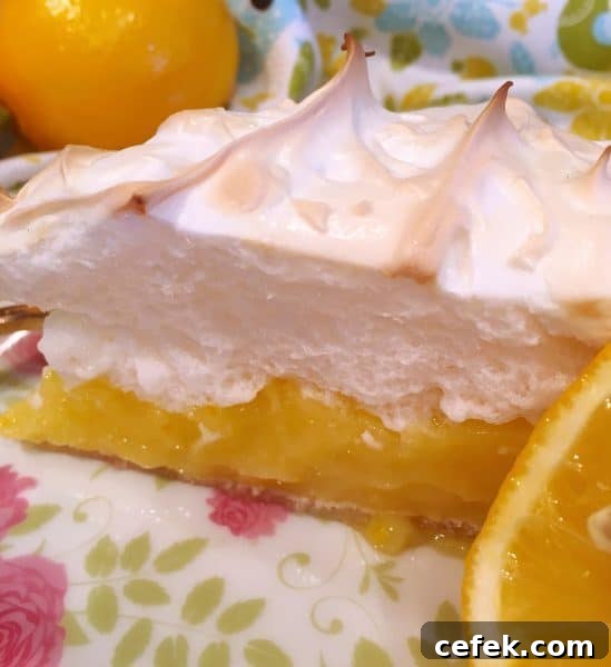 Slice of Mile High Lemon Meringue Pie