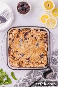 freshly baked homemade blackberry cobbler.