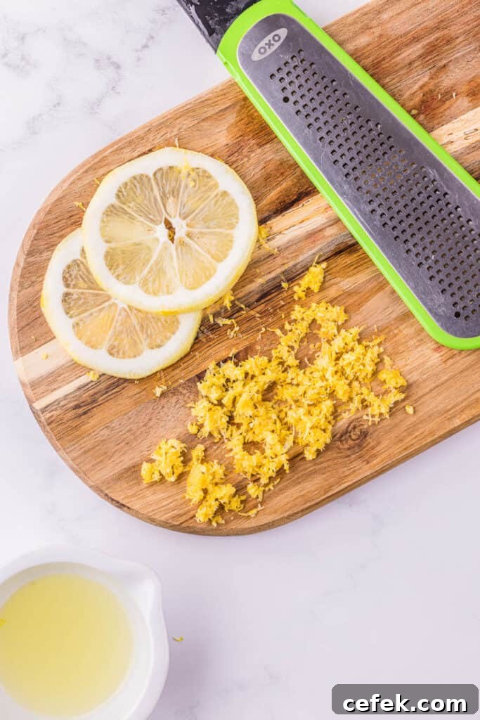 lemon juice and lemon zest.