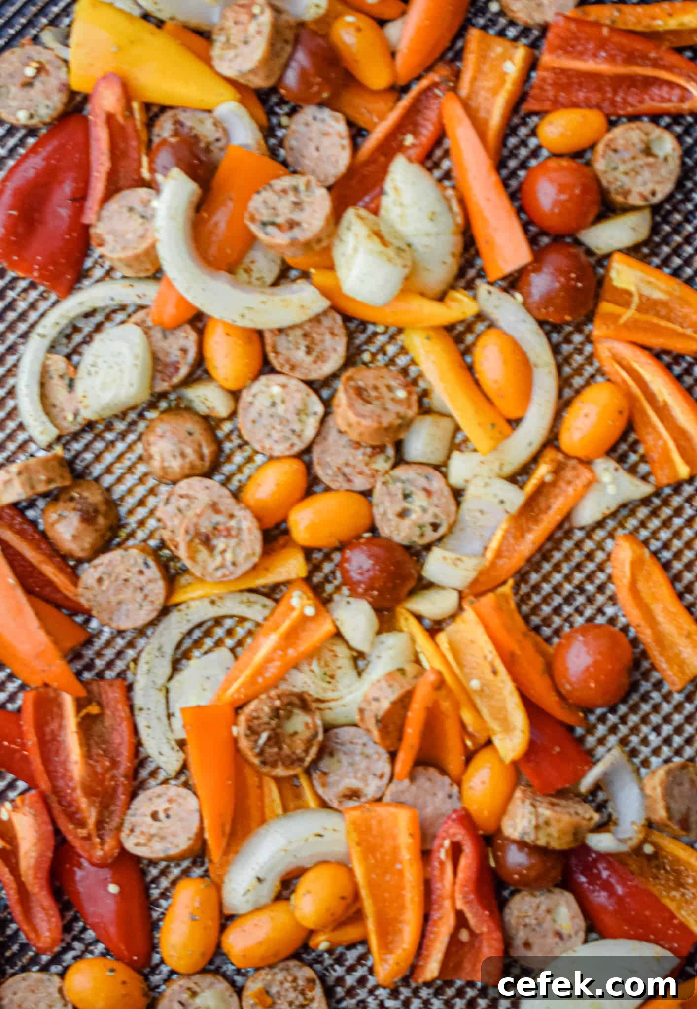 The ingredients are mixed together on a baking sheet