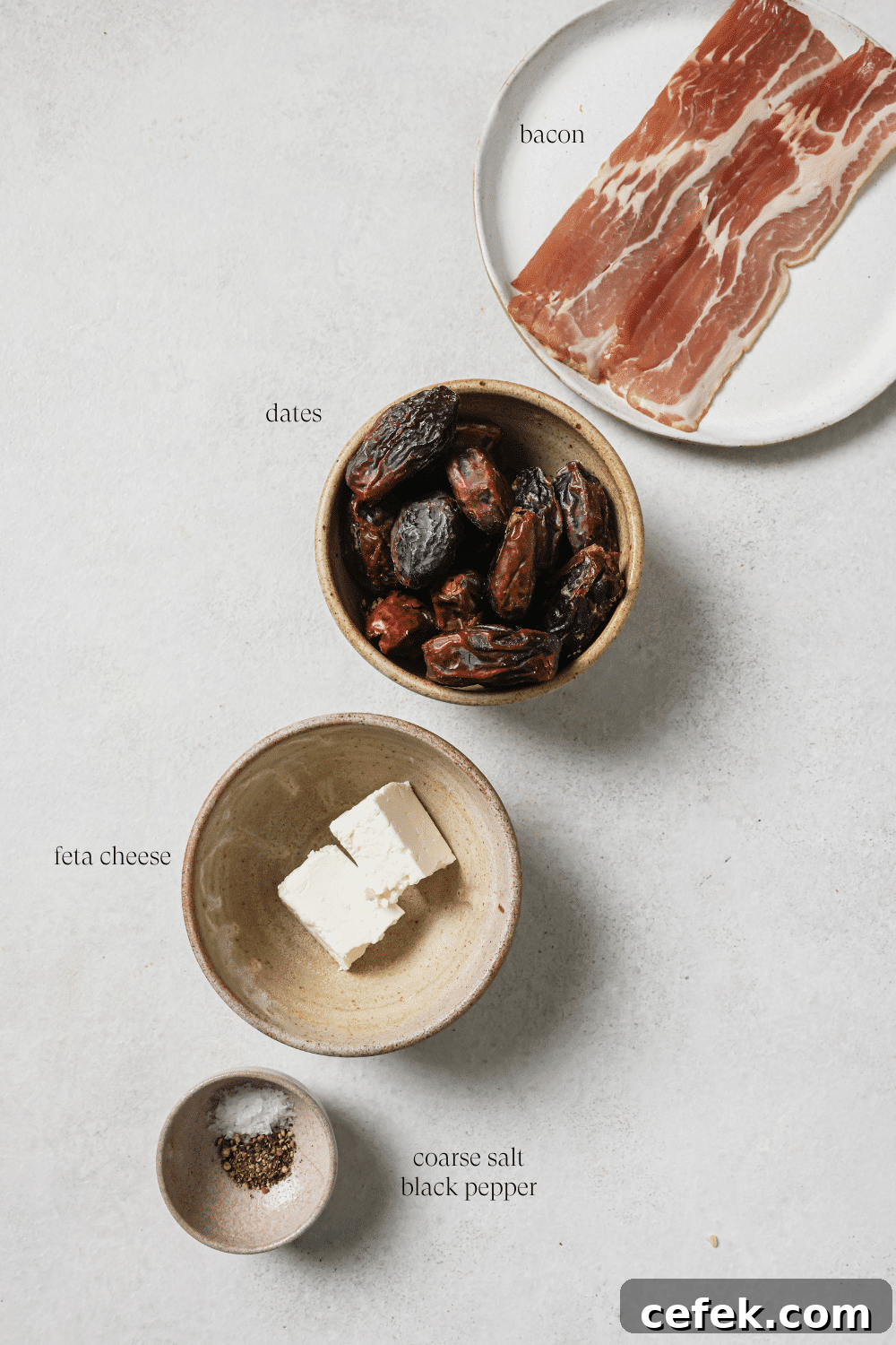 Pre-measured ingredients to make bacon wrapped dates