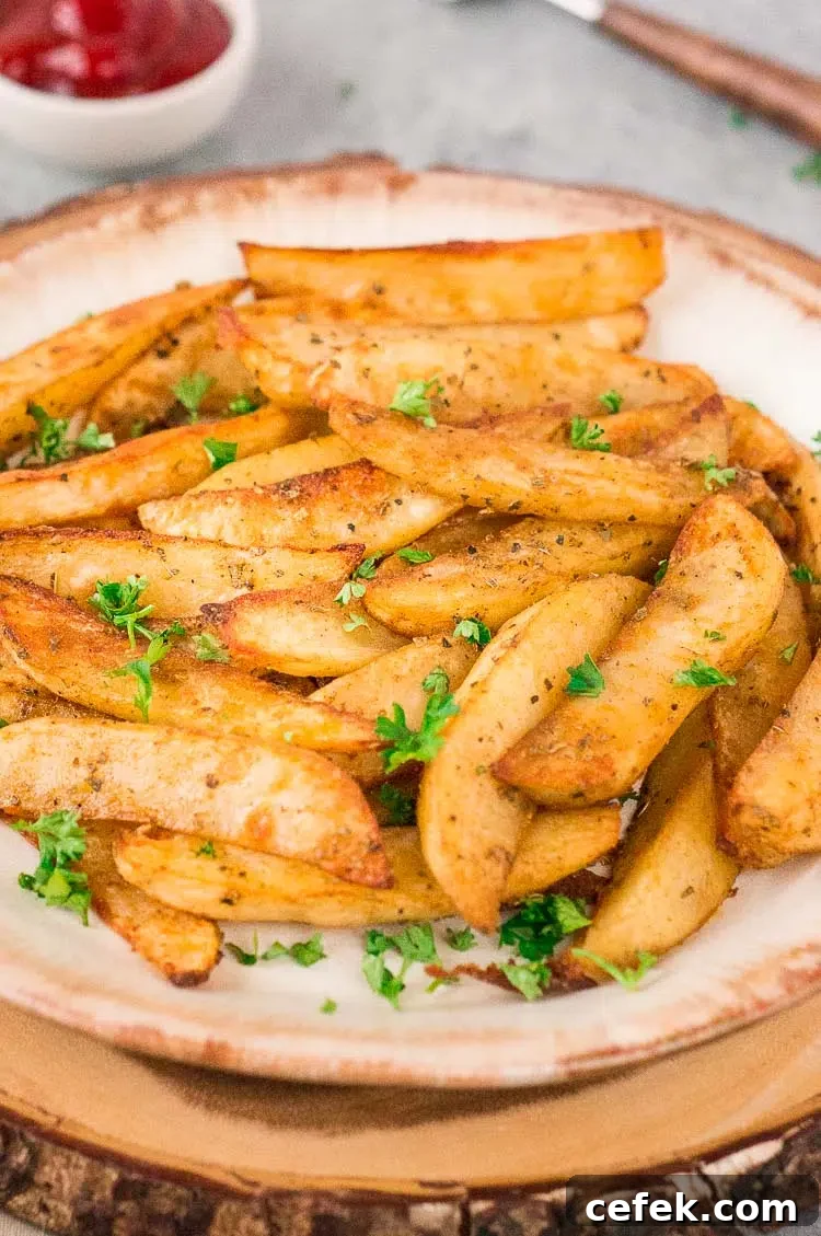 close up of baked potato wedges on a plate
