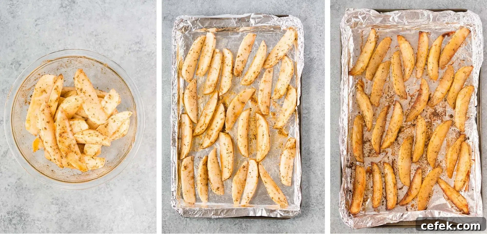 baked potato wedges process shots