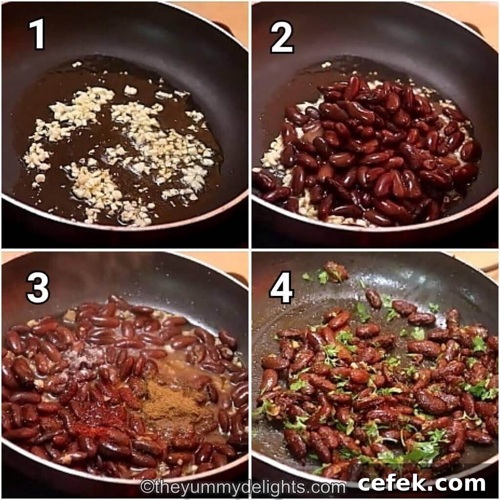 step by step image collage of preparing the beans to make healthy burrito bowls recipe.