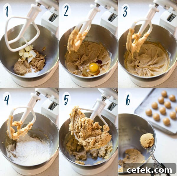 Making peanut butter and jam thumbprint cookie dough