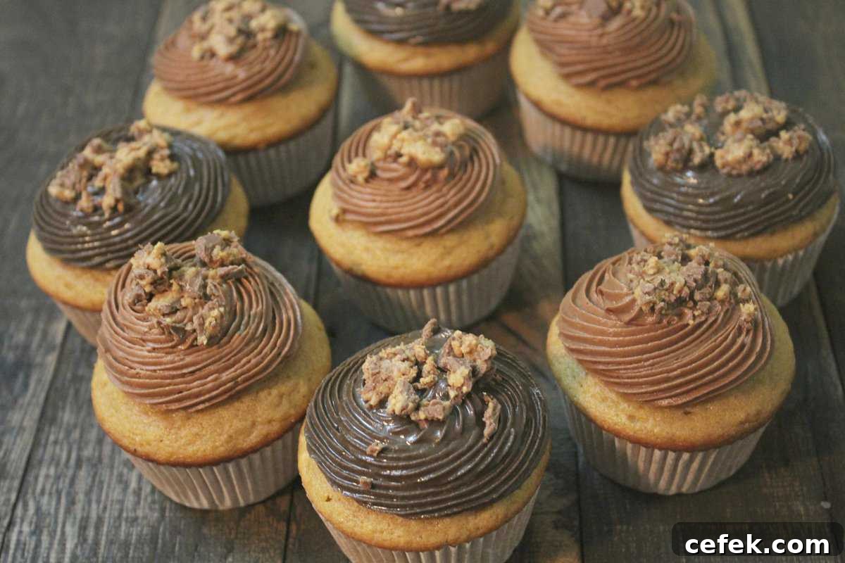 Death by peanut butter cupcakes -Moist peanut buttery goodness!