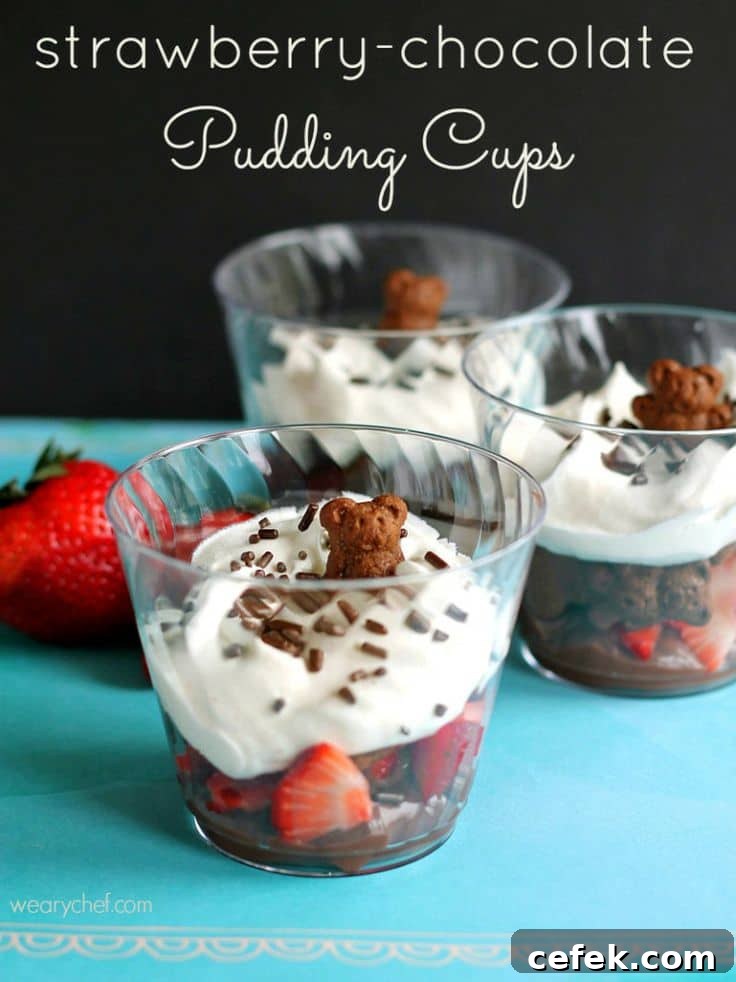 Chocolate-Covered Strawberry Pudding Cups