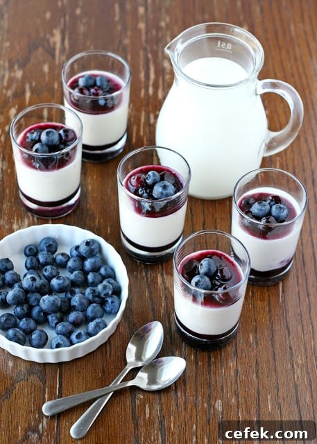Yogurt Panna Cotta with Blueberry Sauce