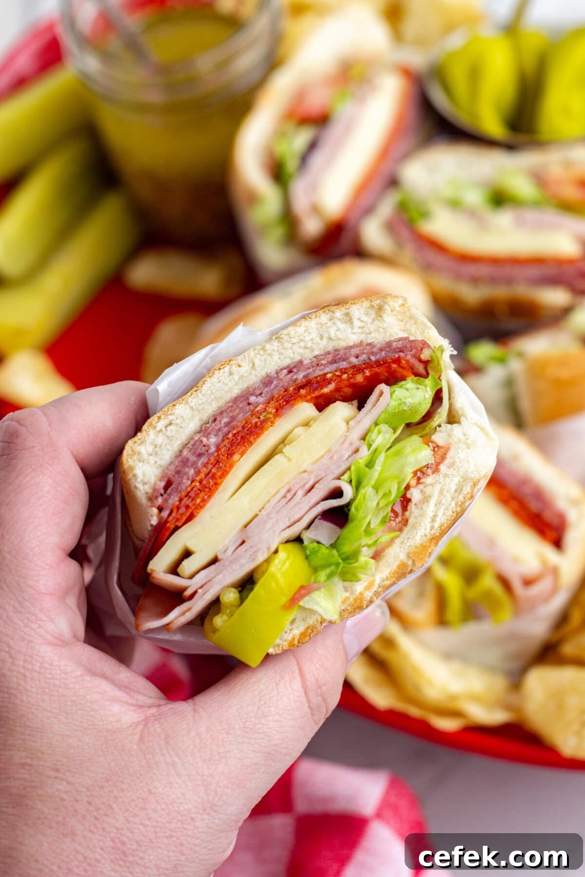 holding an italian sub