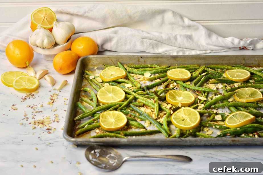 roasted green beans with garlic lemon and almonds