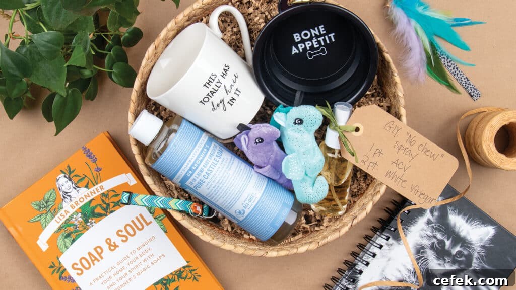 Soap & Soul book with pet items: a bowl, journal, ribbon, Castile Soap
