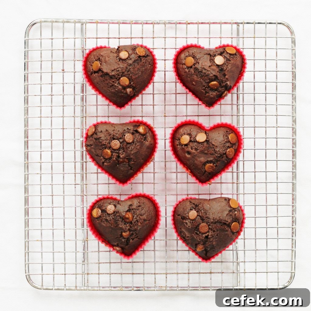 Egg free chocolate muffins on a cooling rack