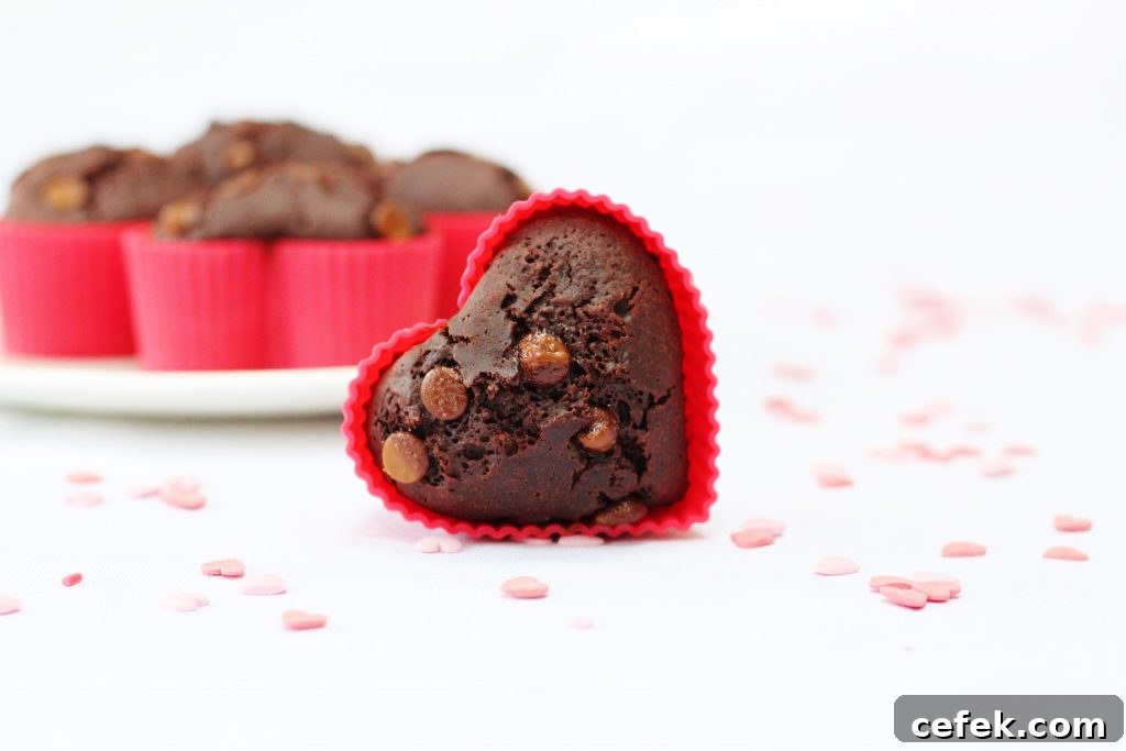 egg-free chocolate muffins  in heart shape