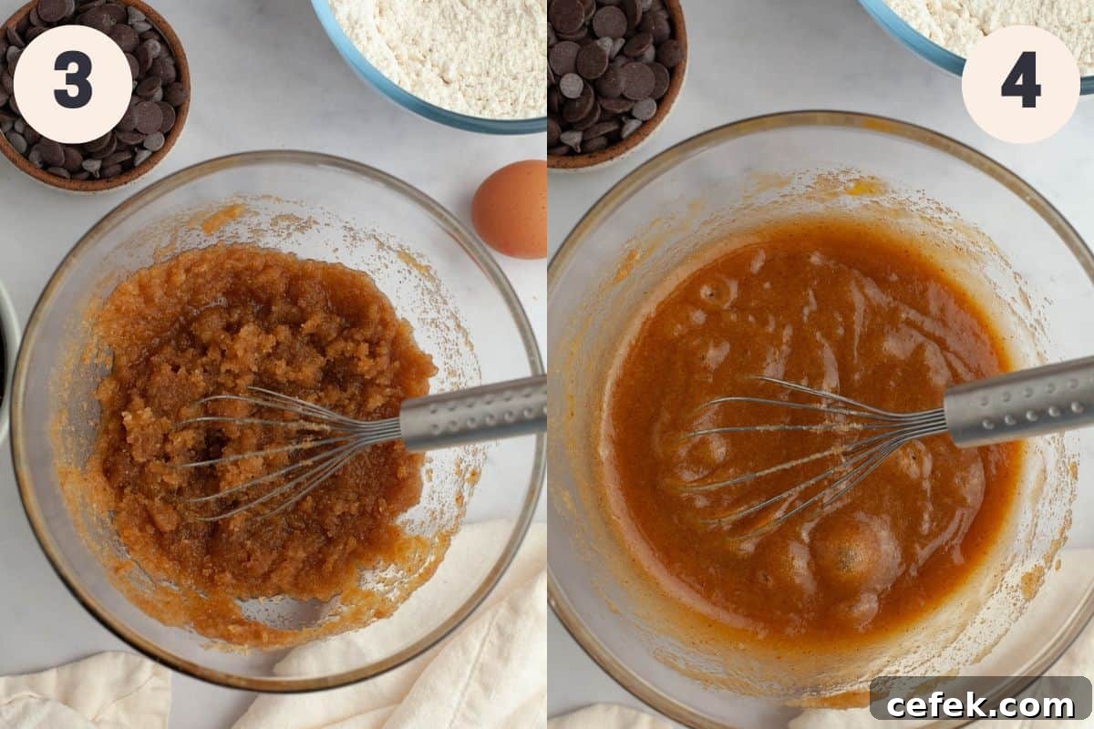 Steps 3 and 4 in the Oreo chocolate chip cookie baking process.