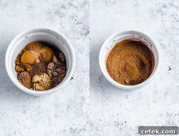 homemade chai spice before and after