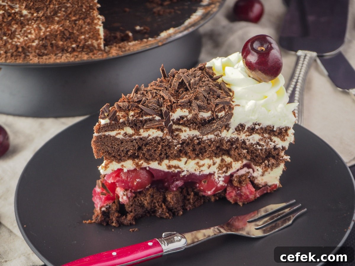 Slice of cake with cake fork.