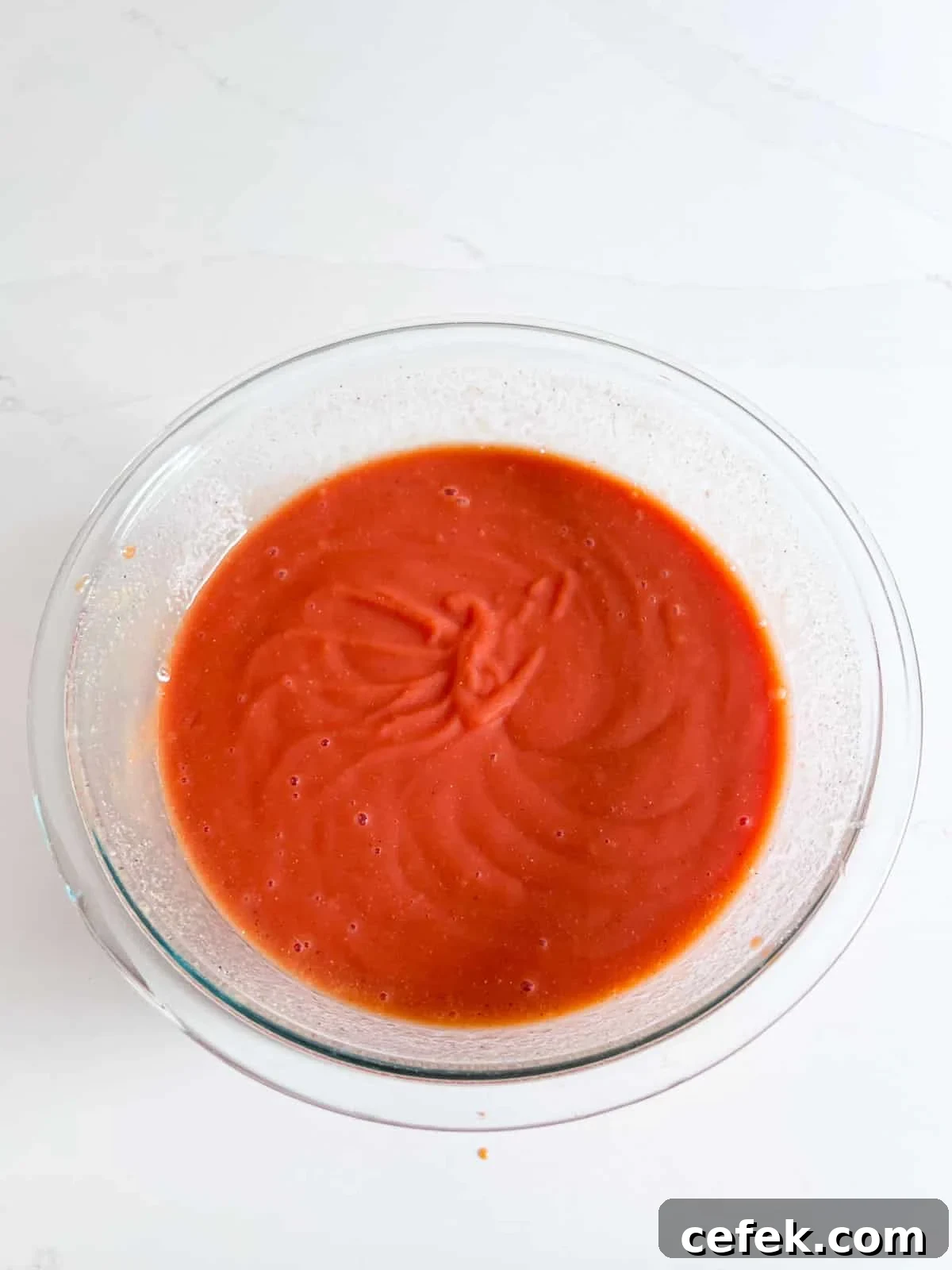 Sauce ingredients after they've been combined in the bowl.
