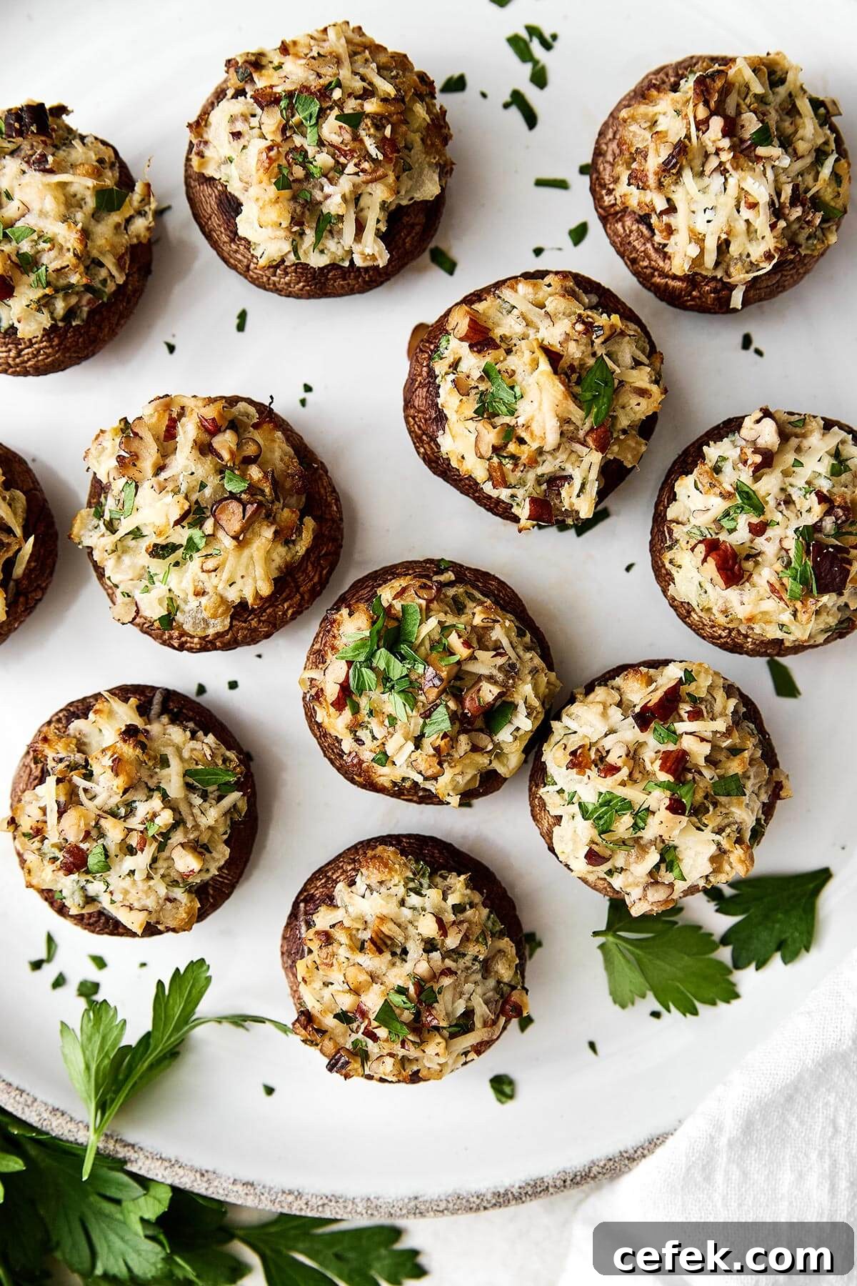 A plate of stuffed mushrooms.