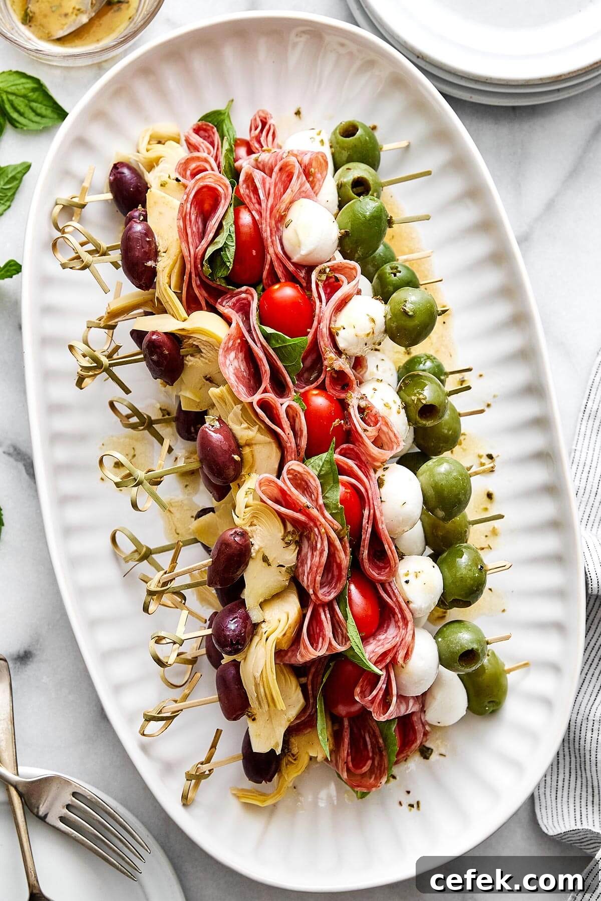 A platter of antipasto skewers for the best appetizer.