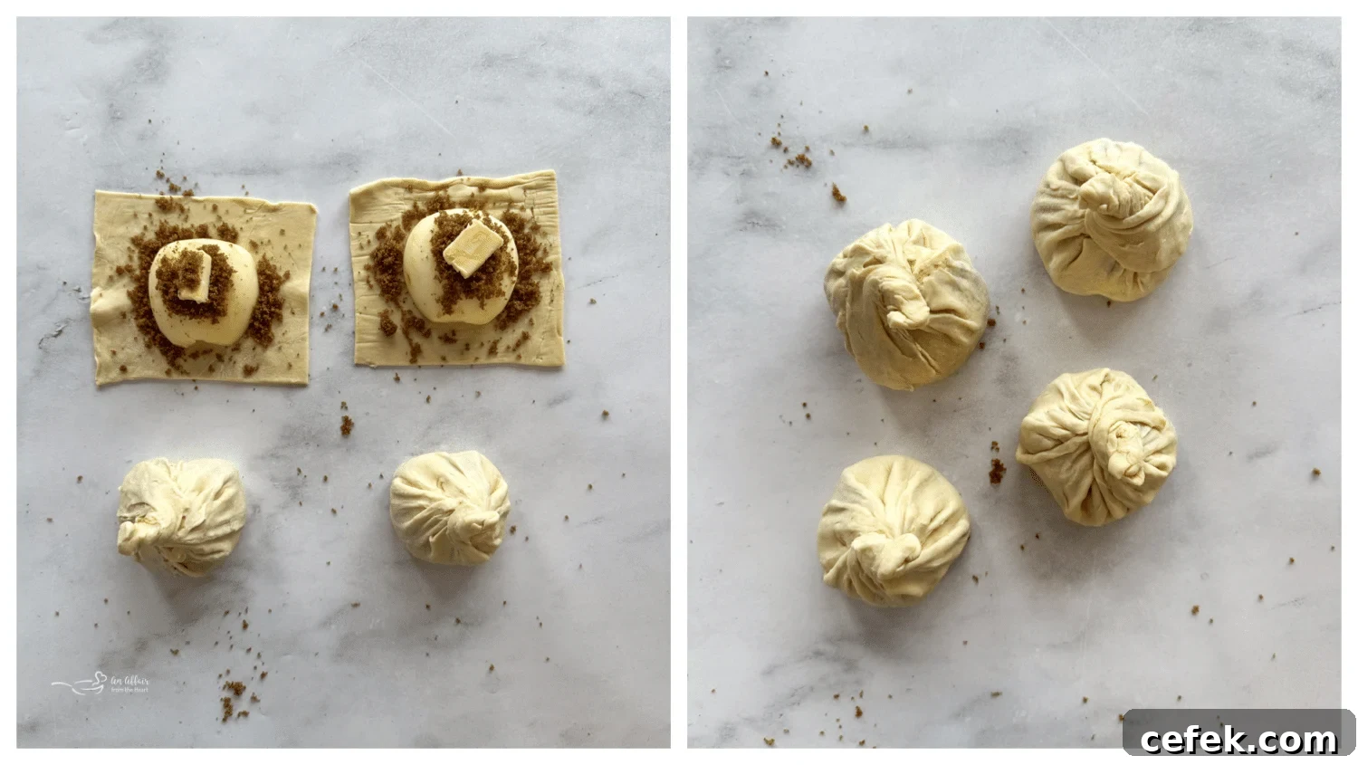 Sealed dumplings ready to bake