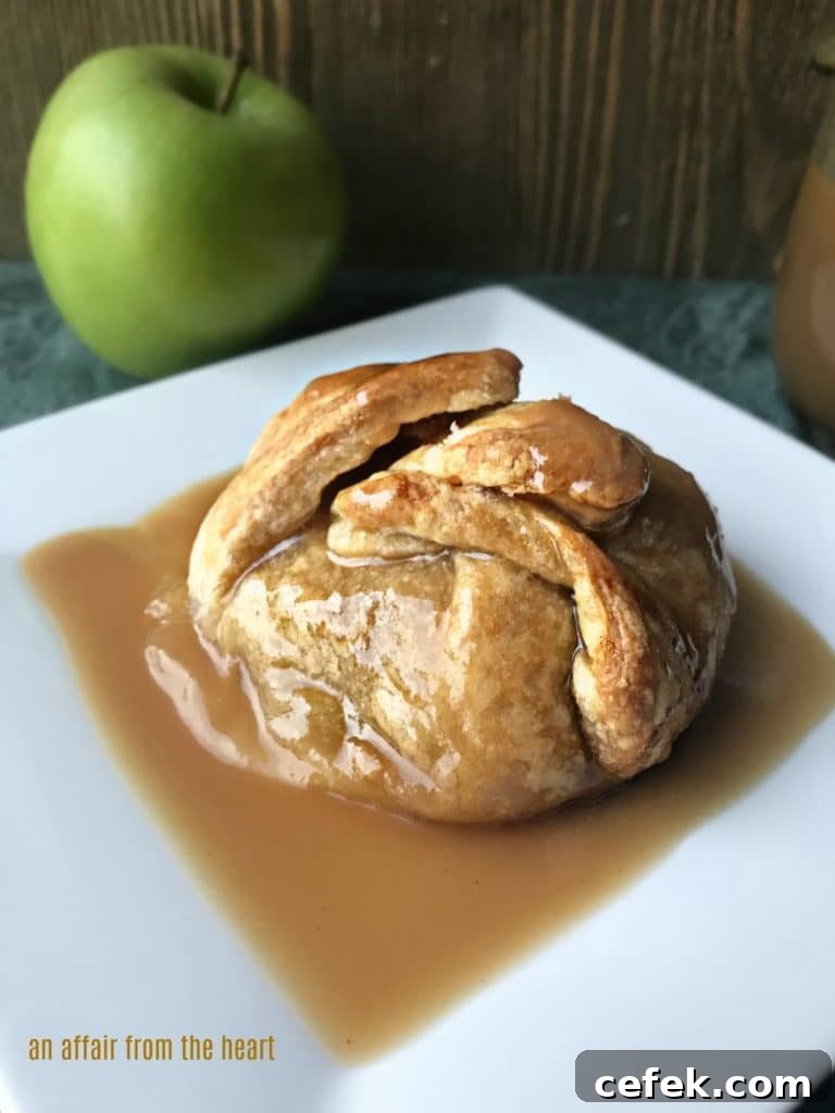 Apple dumplings with spiced rum caramel sauce