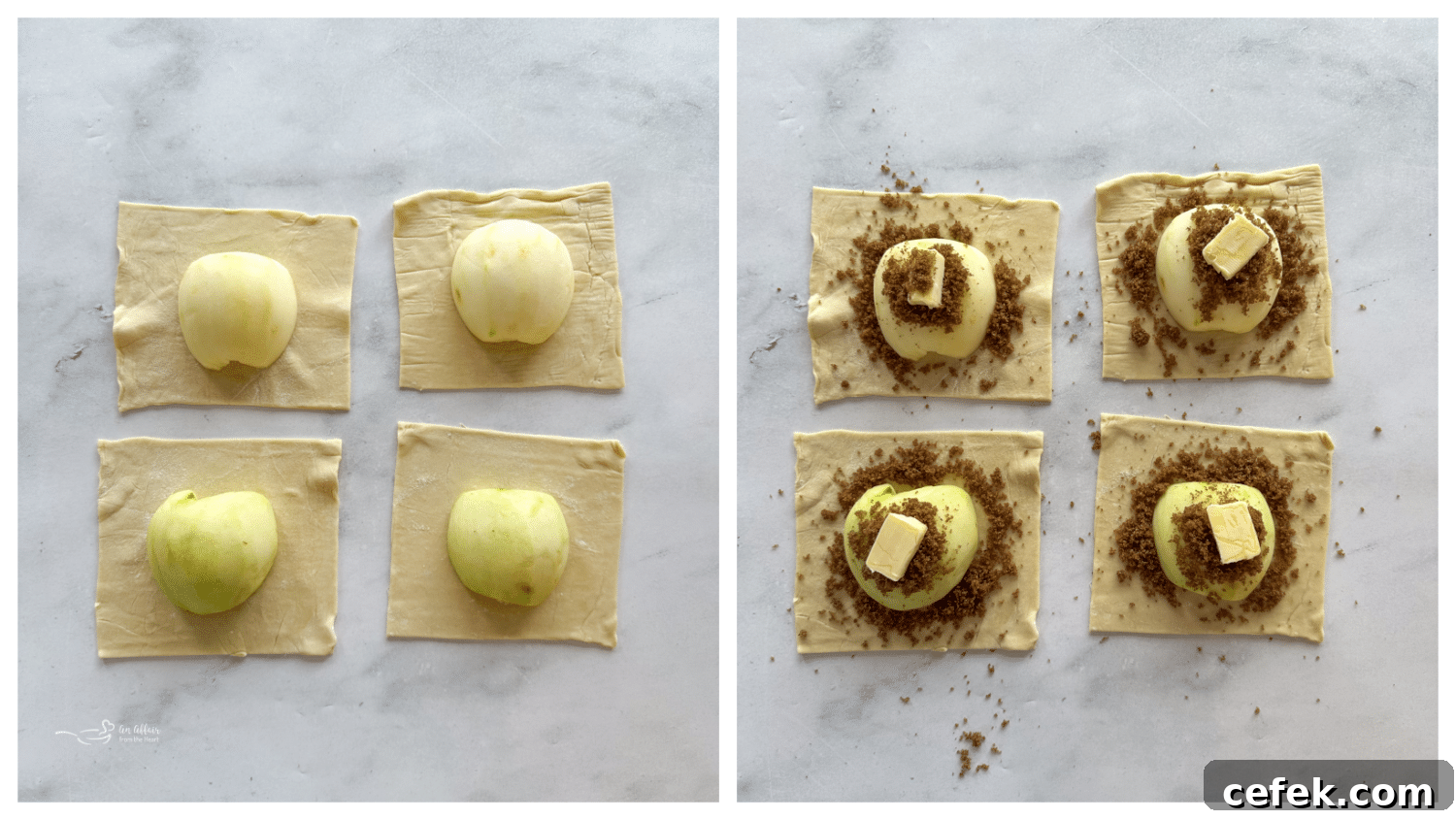 Apples on pastry