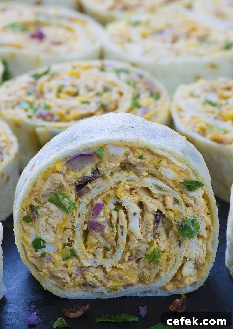 One piece of BBQ Chicken Rollups in front of other.