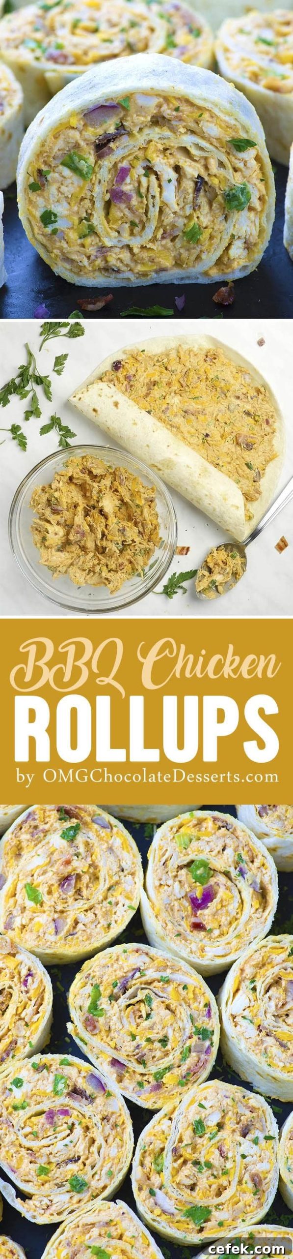 BBQ Chicken Roll Ups is quick and easy, make ahead appetizer for a crowd! It’s great Super bowl food idea, but, these cheesy chicken, BBQ sauce and tortilla pinwheels are great for lunch box or delicious appetizers for a party, too.
