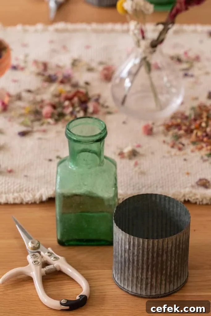 Vases and clippers.