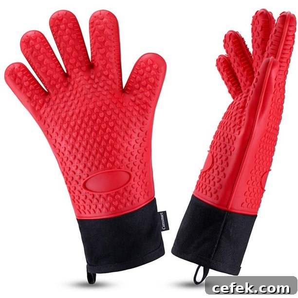 Heat resistant silicone gloves