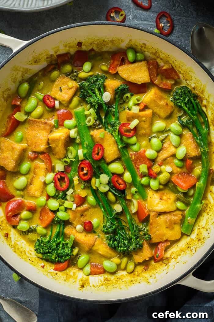 Close up of coconut lemongrass curry.