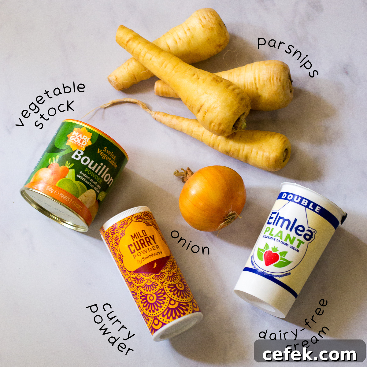 Ingredients for curried parsnip soup