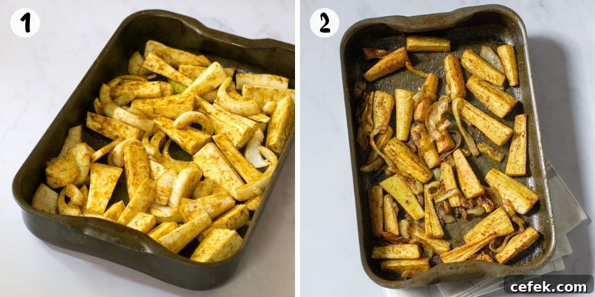 Roast parsnips in the oven