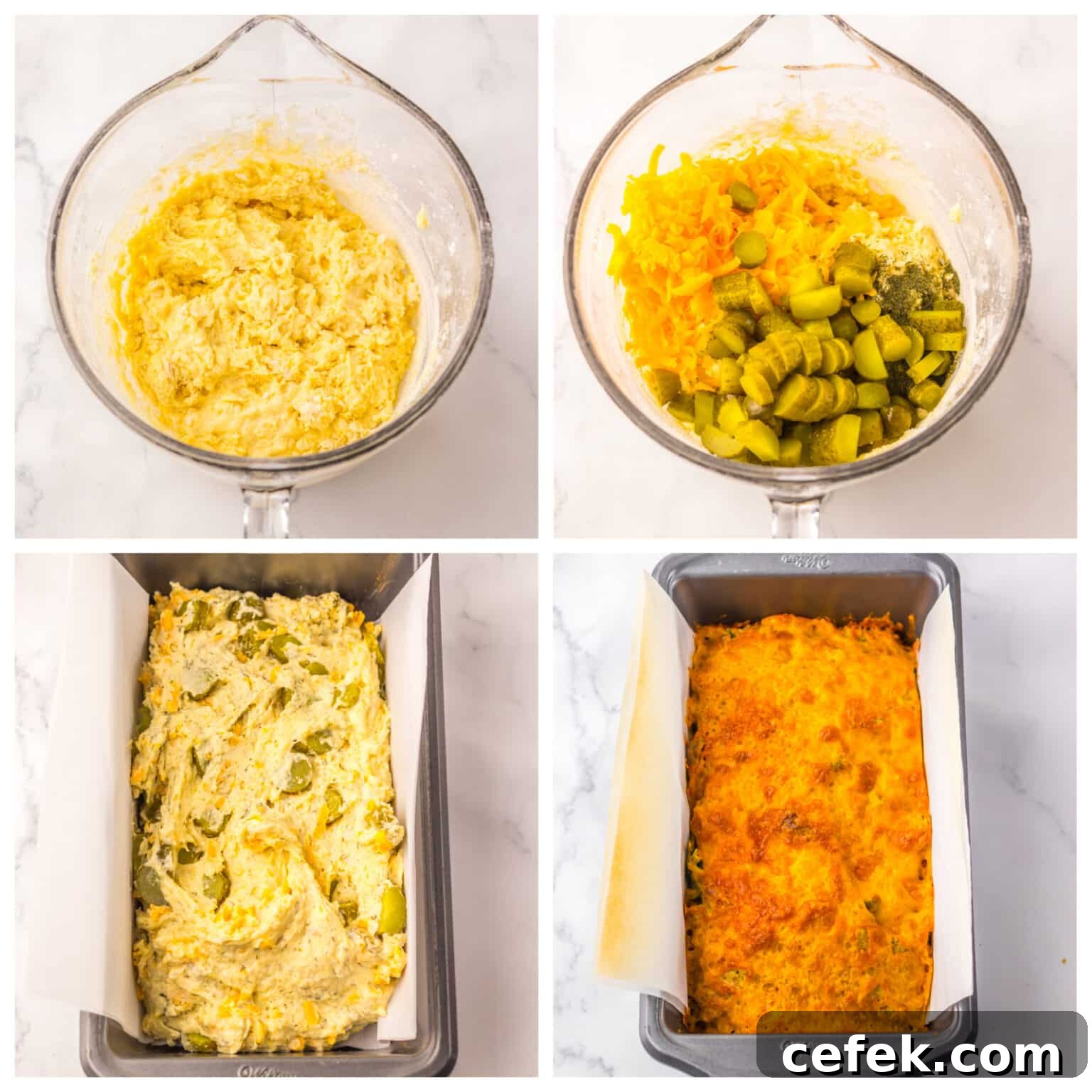 collage showing step by step how to make dill pickle bread