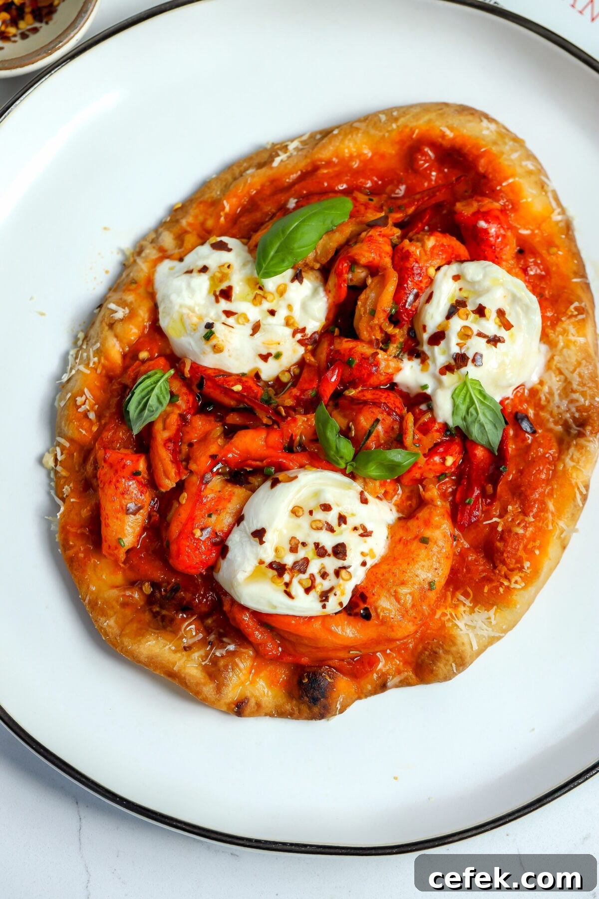Burrata Flatbread with Roasted Tomatoes and Basil 2 lobster and burrata flatbread