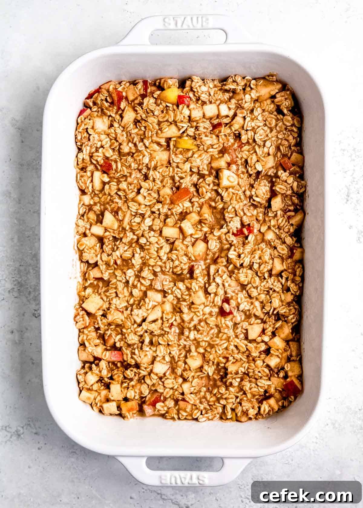 oatmeal base in a greased 9x13 casserole dish