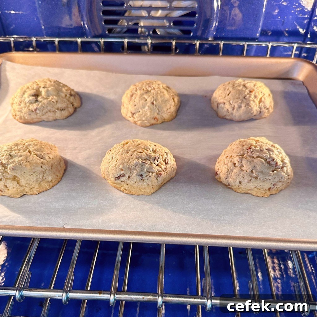 Cookies baking in the oven.