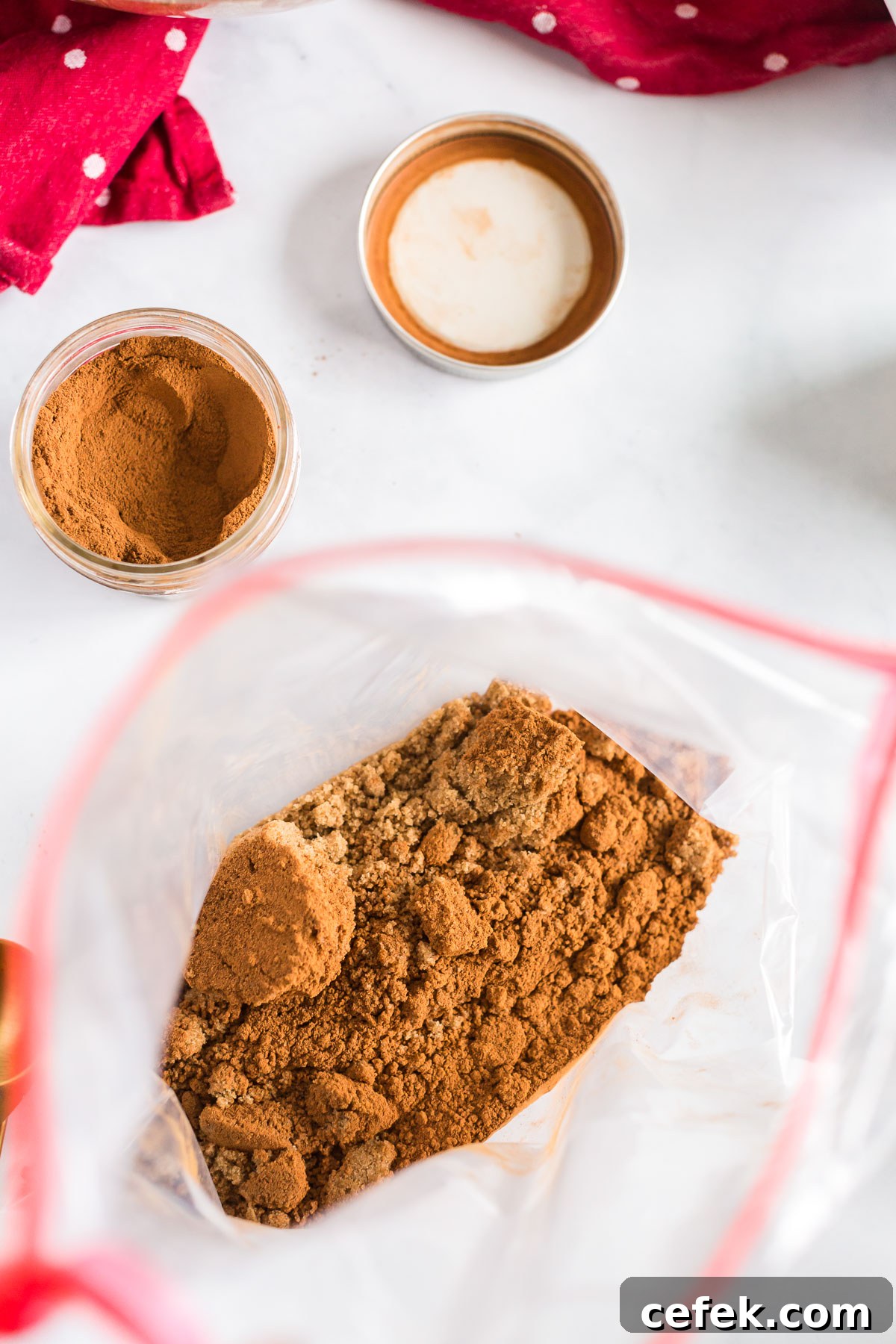 Gingerbread-Spiced Candied Pecans 6 Brown sugar and spices in a large ziploc bag.