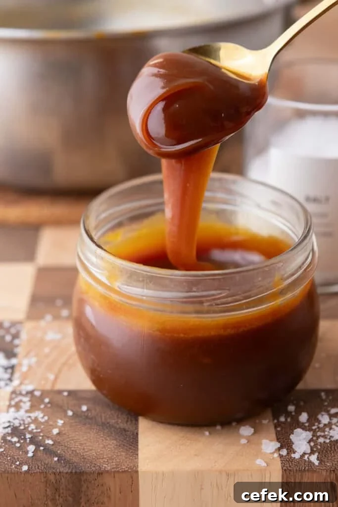 spoonful of caramel sauce