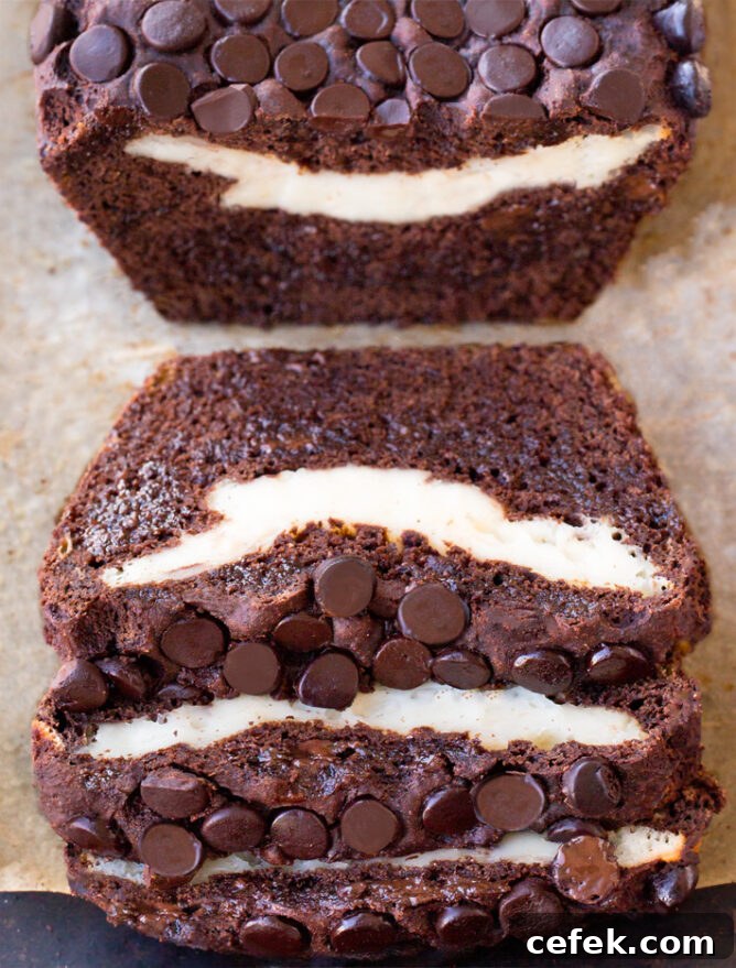 Chocolate Cheesecake Stuffed Banana Bread