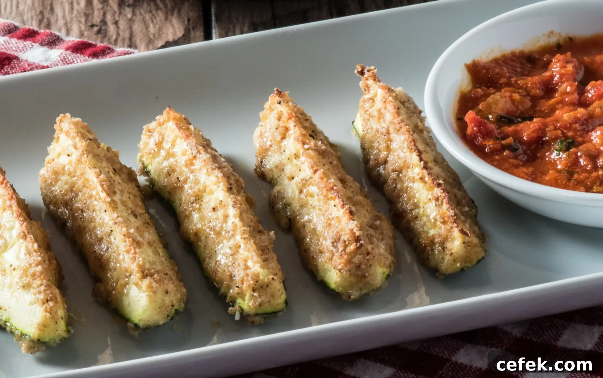 Oven-Baked Zucchini Parmesan Garlic Fries: Crispy Low-Carb Snack 7 Extreme closeup