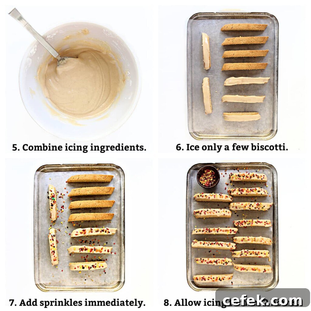 Sliced biscotti being tray-baked until crisp.