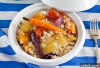 Warm Maftoul Salad with Roasted Vegetables and Herbs