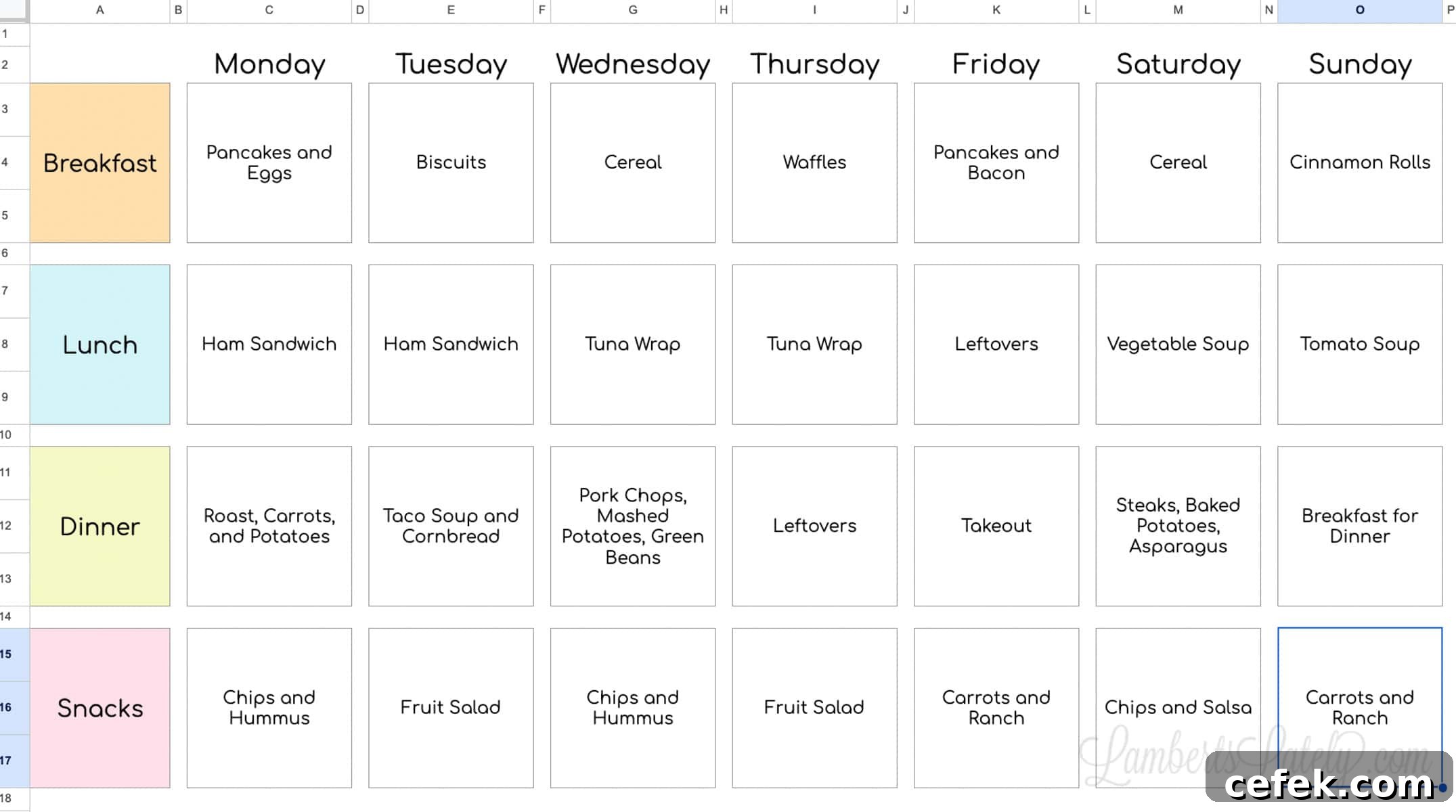 Free 3-Tab Meal Planner Template for Google Sheets 3 weekly meal planning tab in google sheets.